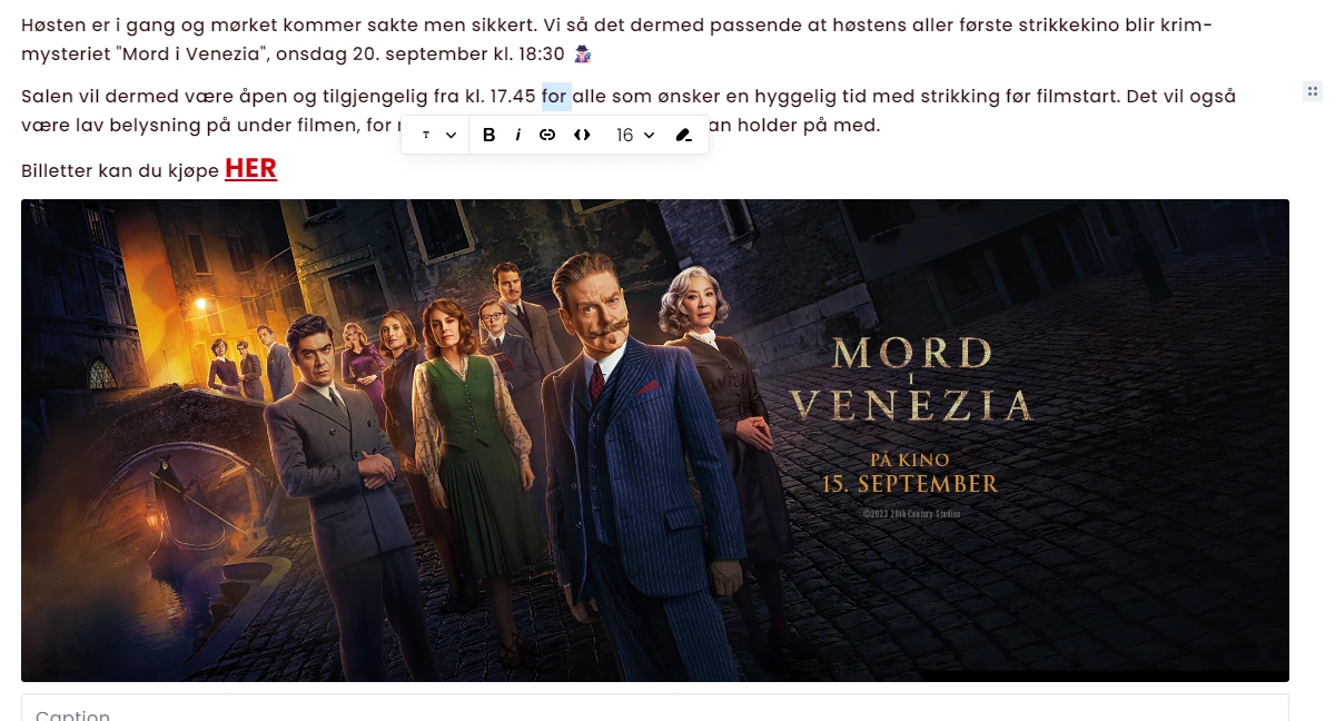 Rich text editor with embedded imagery