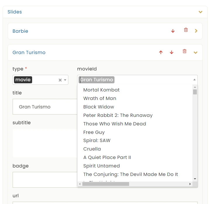 Hero slide manager with reordering
