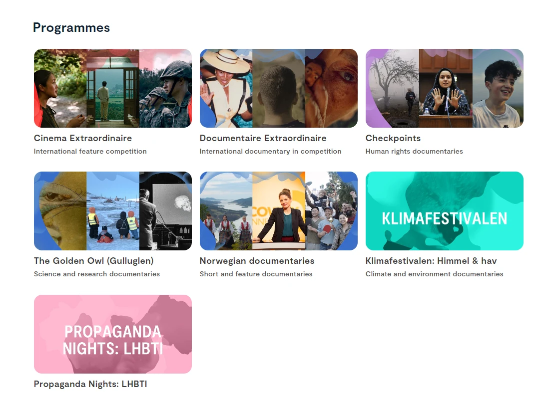Festival programme strands grid