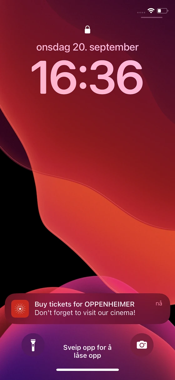 Push notification on an iPhone lock screen