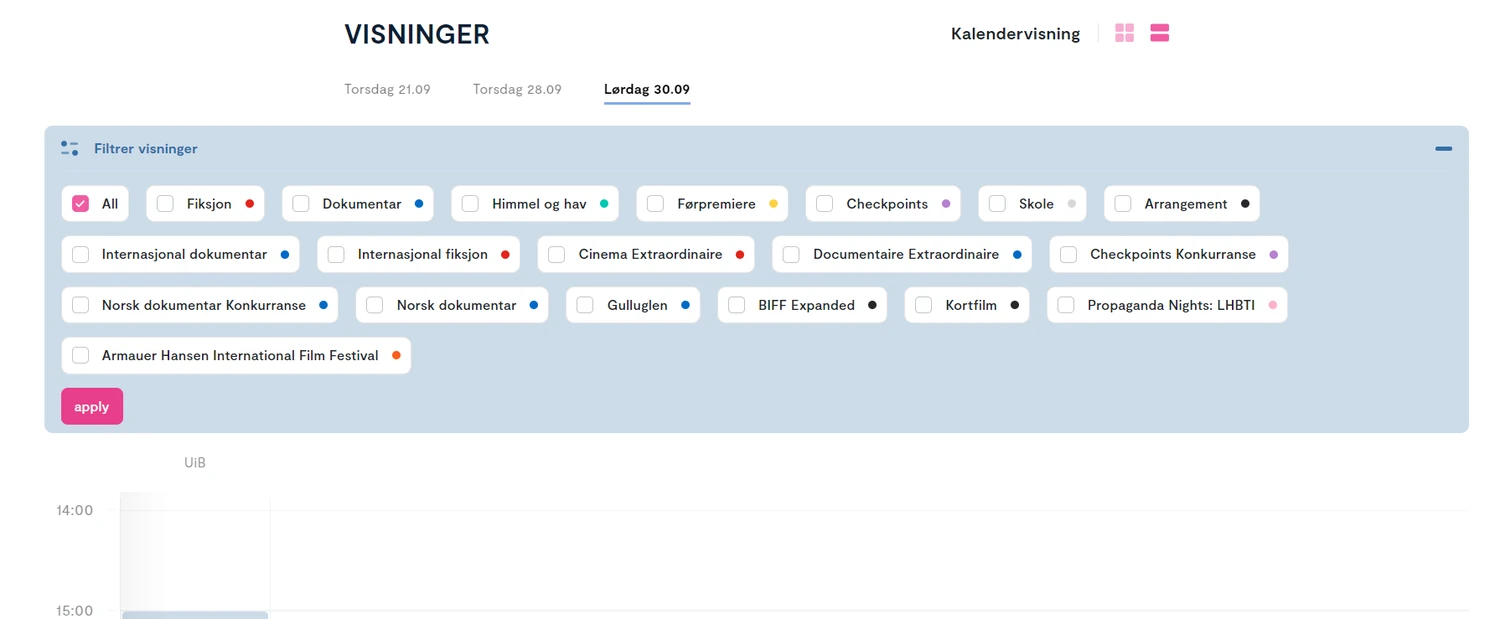 Planning filters by label and screening type